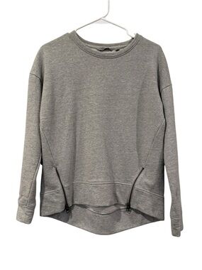 Athleta Gray Zip-Accent Crewneck Sweatshirt XXS